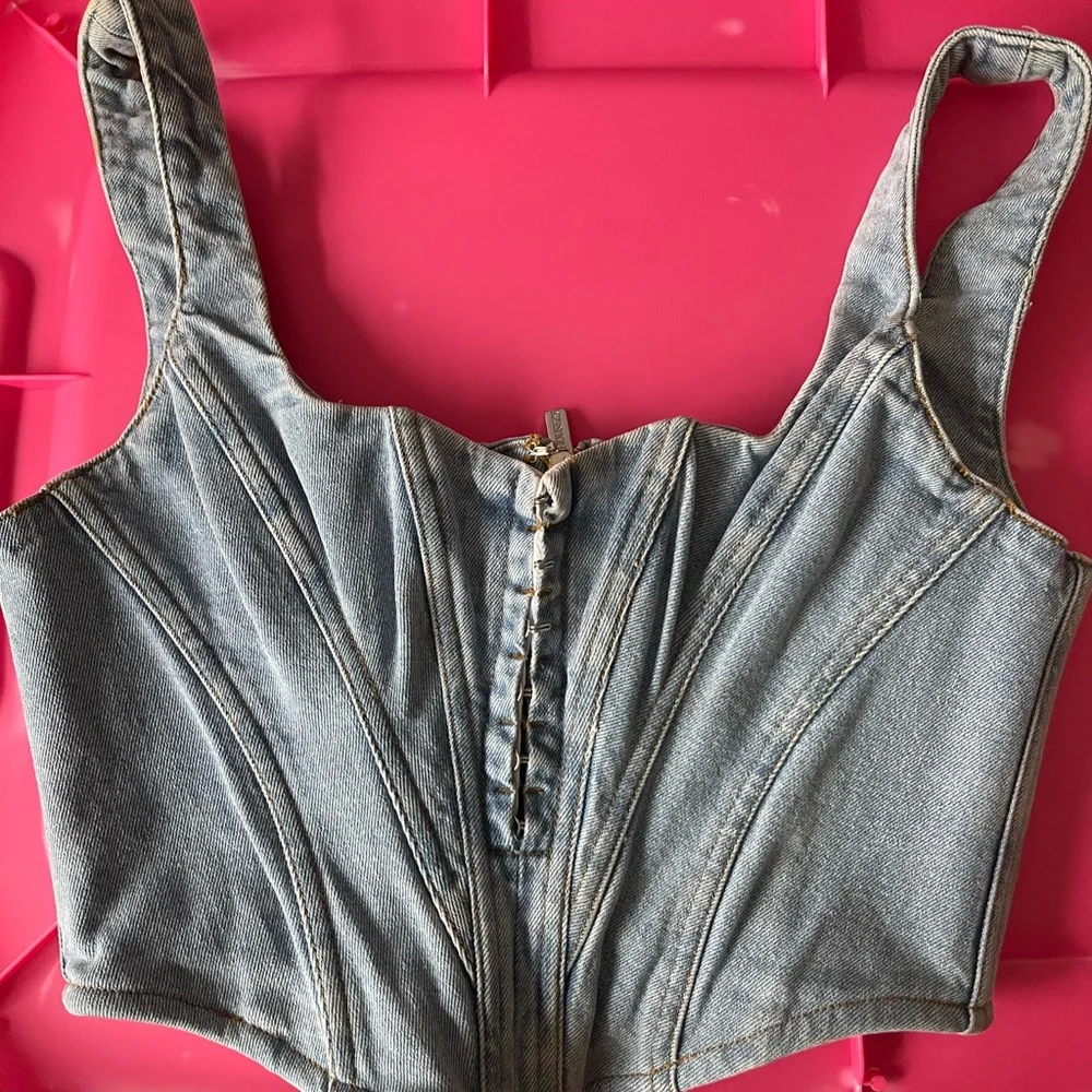 House of CB Light Blue Denim Corset Bodysuit - Picture 2 of 4